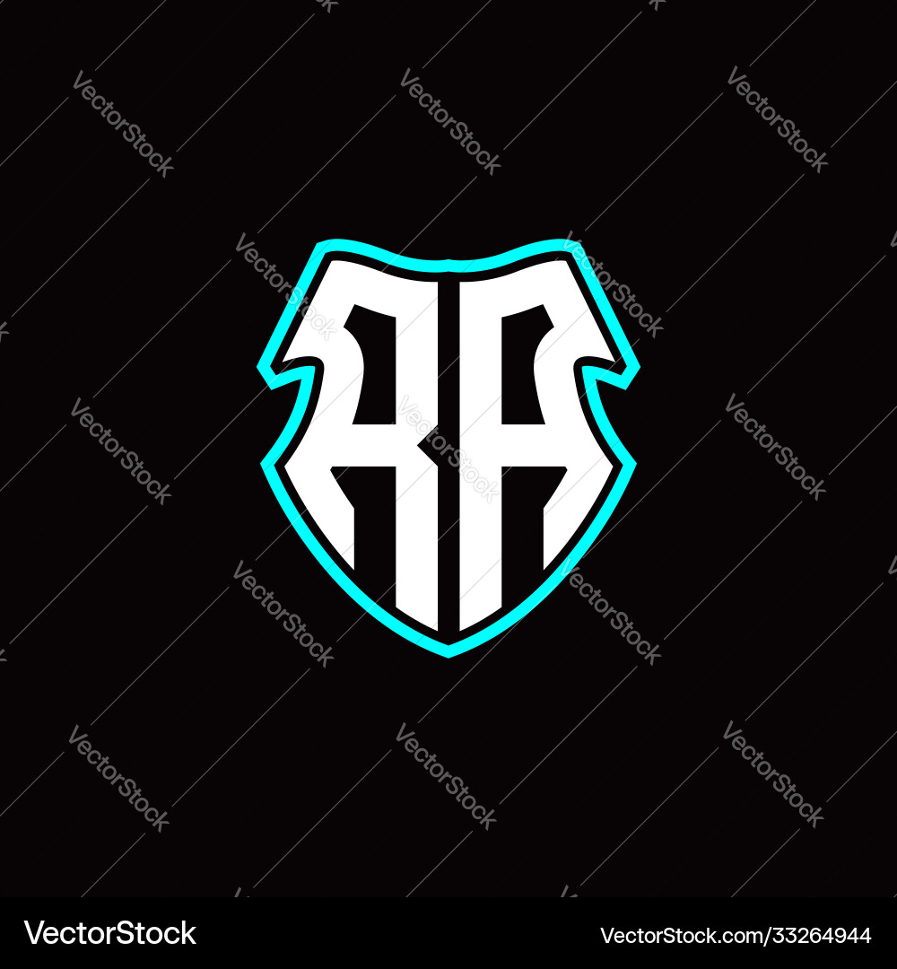 Ra initial logo design with a shield shape Vector Image