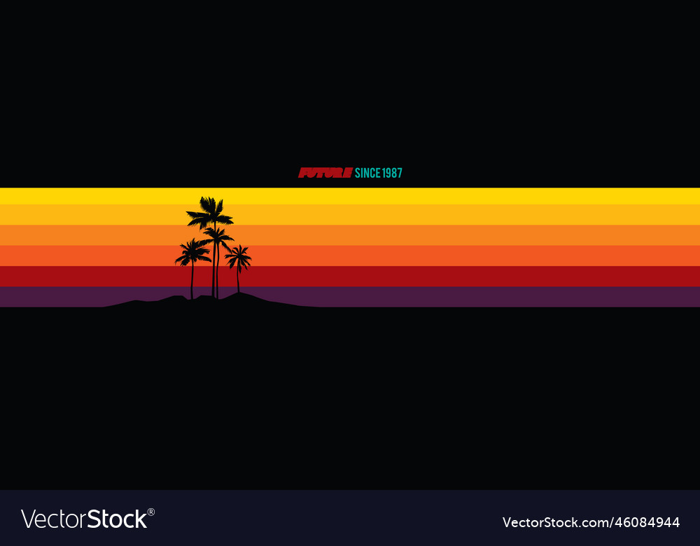 Retro sunset and palm trees