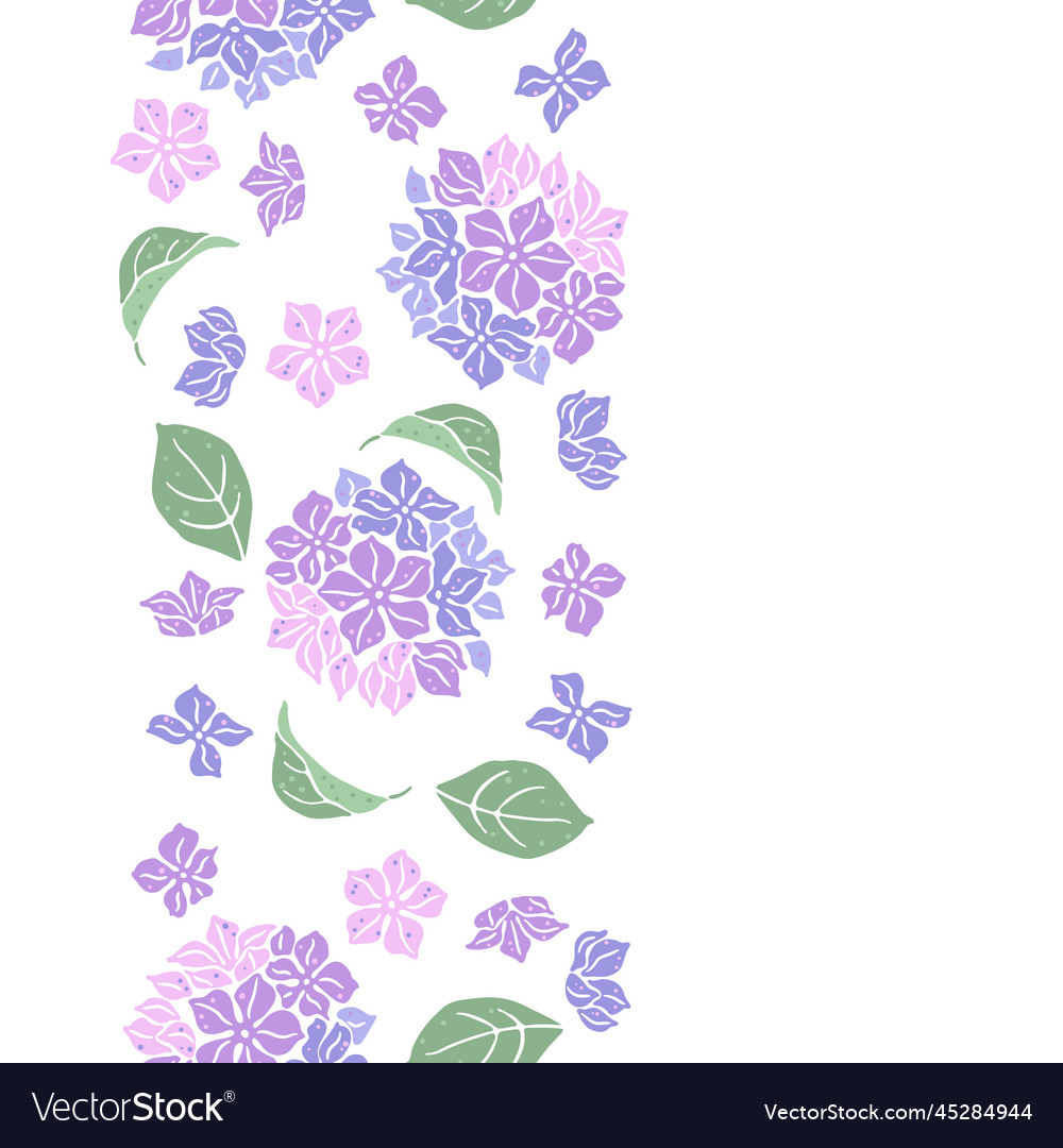 Seamless Pattern With Hydrangea Flowers Beautiful Vector Image