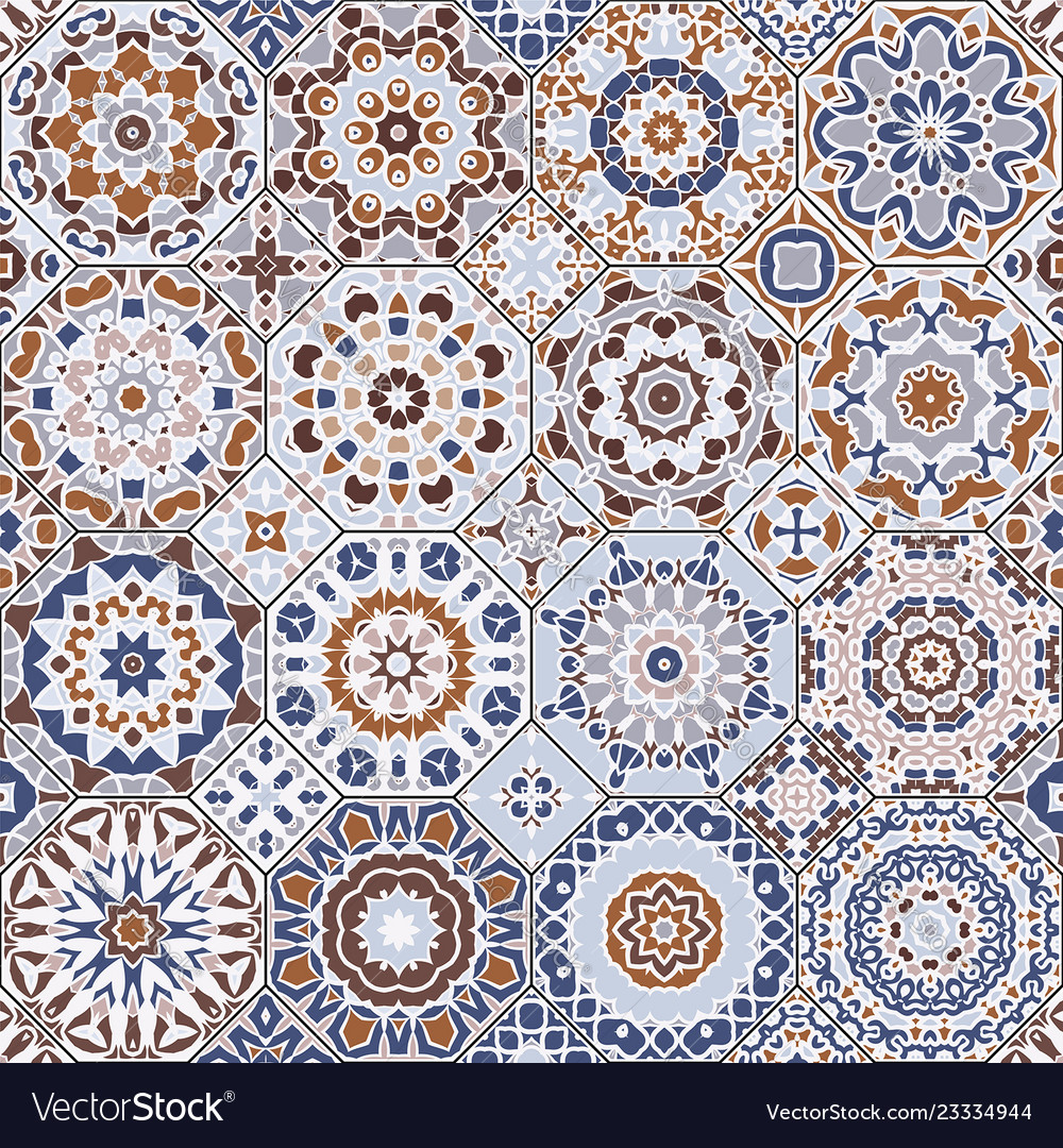 Set of octagonal and square patterns vector image Set of octagonal and square patterns