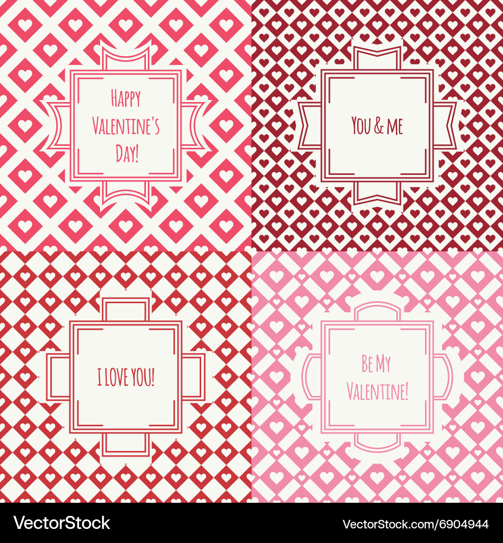 Set red pink romantic seamless pattern Royalty Free Vector