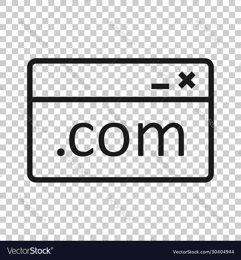 Website domain icon in flat style com internet vector image Website domain icon in flat style com internet