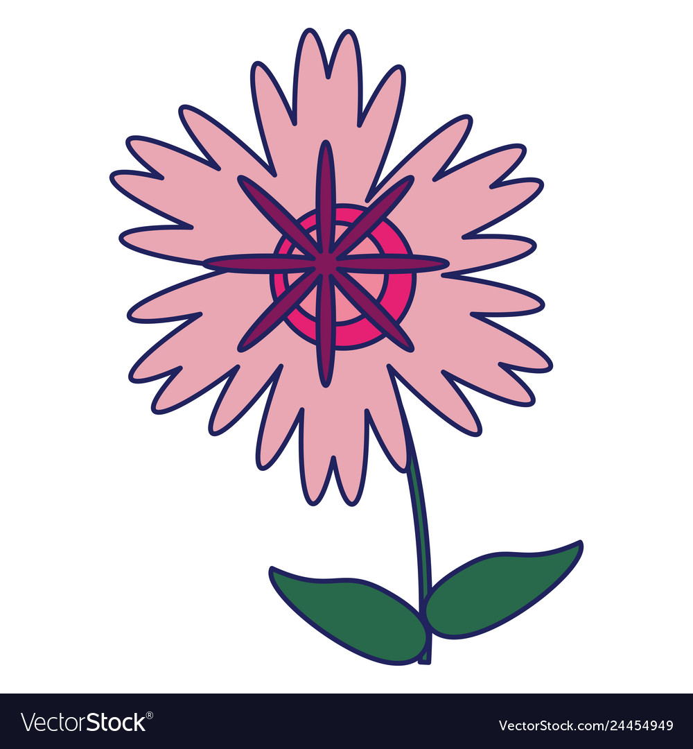 Beautiful flower cartoon isolated blue lines vector image Beautiful flower cartoon isolated blue lines