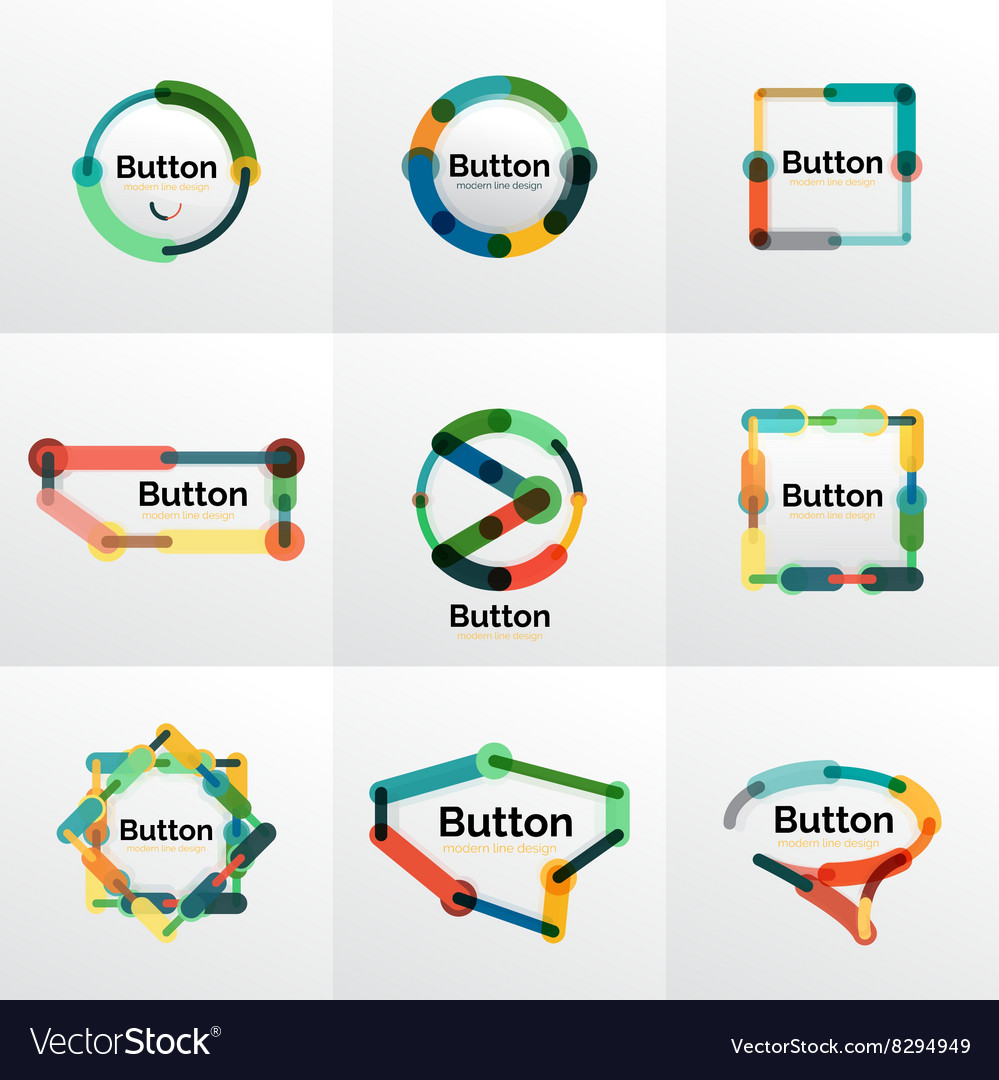 Thin line design geometric button set flat