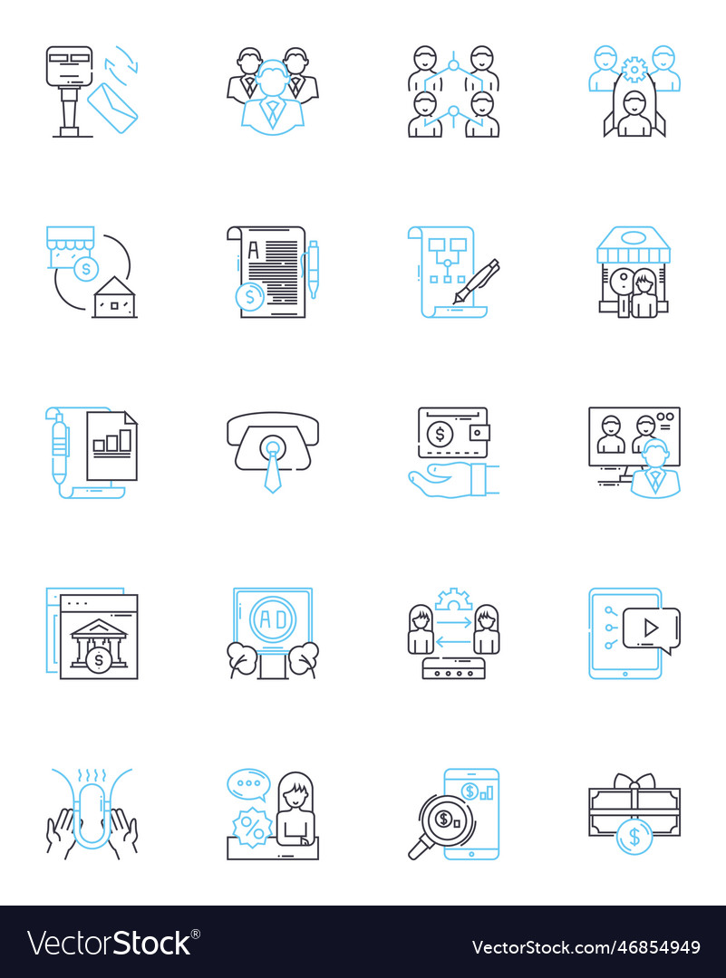 Virtual communication linear icons set vector image Virtual communication linear icons set