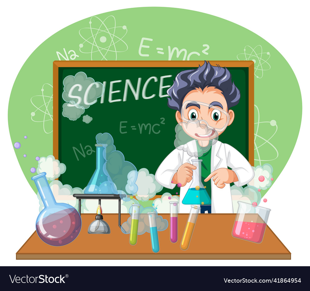 A scientist experiment in the lab on white Vector Image