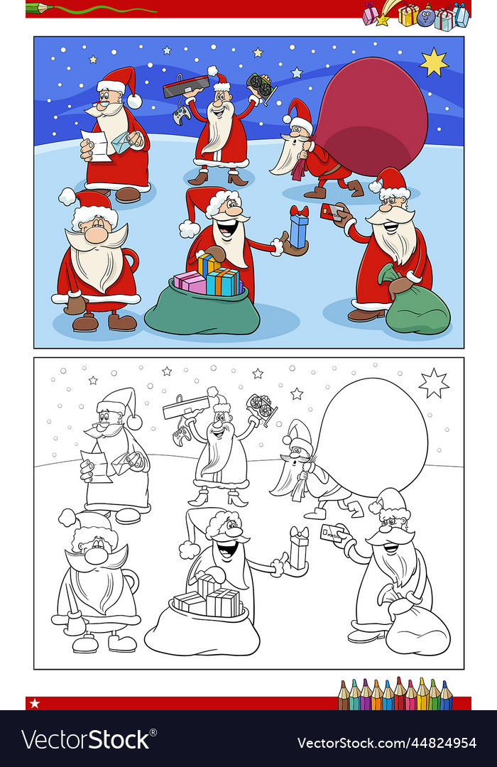 Cartoon santa claus christmas characters group Vector Image