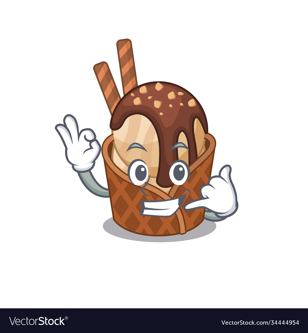 Coffee ice cream mascot cartoon design showing