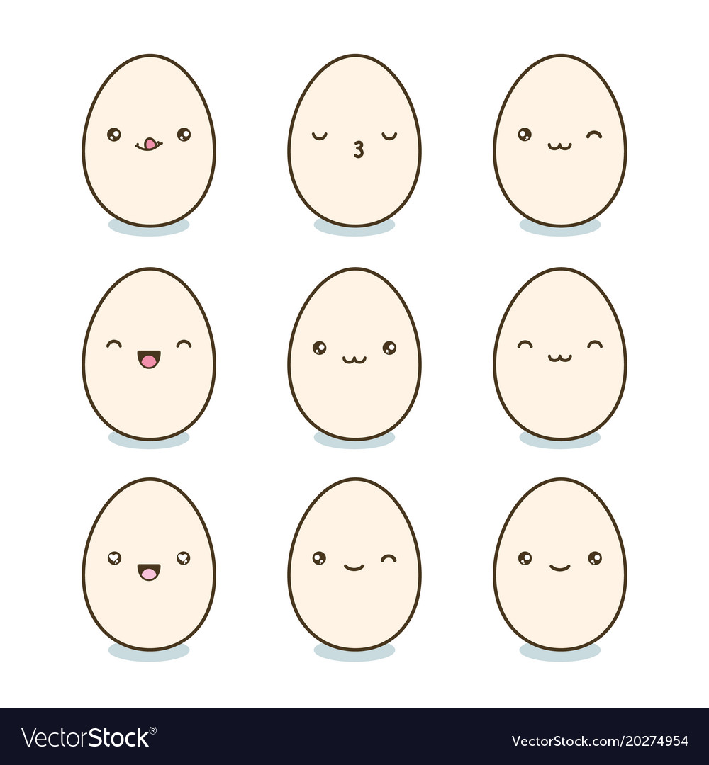 Cute Kawaii Easter Eggs with Faces