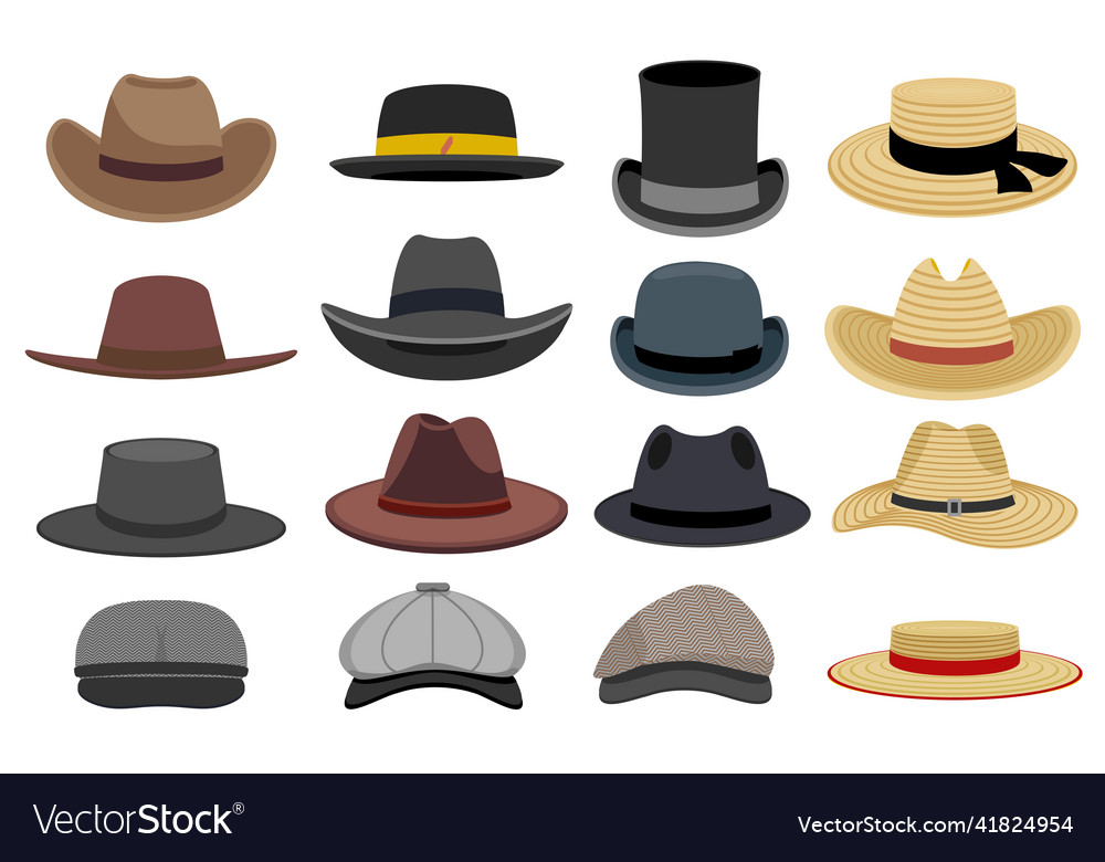 Different male hats fashion and vintage man hat