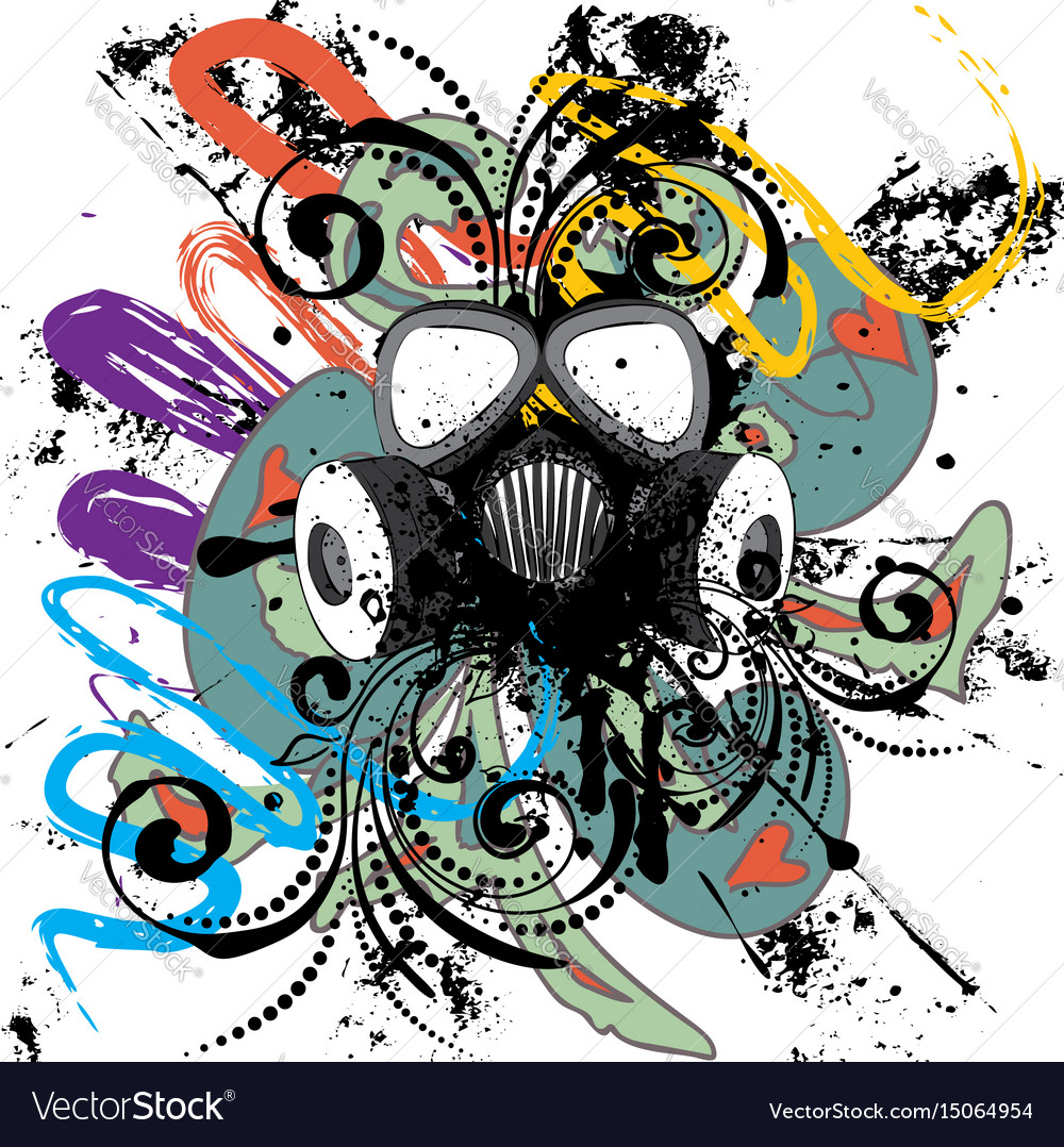 Grunge floral gas mask Royalty Free Vector Image