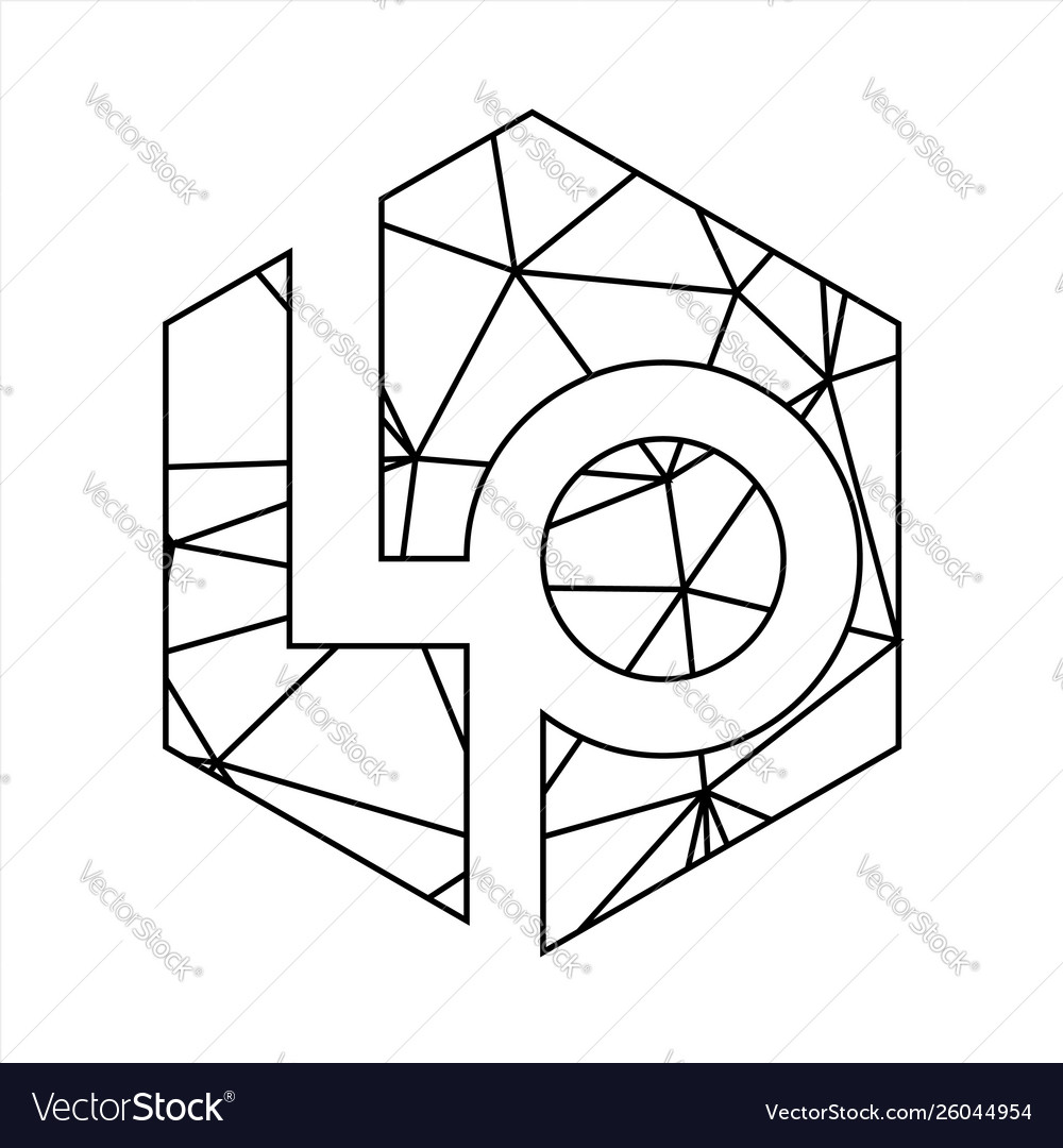 Lp geometric triangle block chain font vector image Lp geometric triangle block chain font