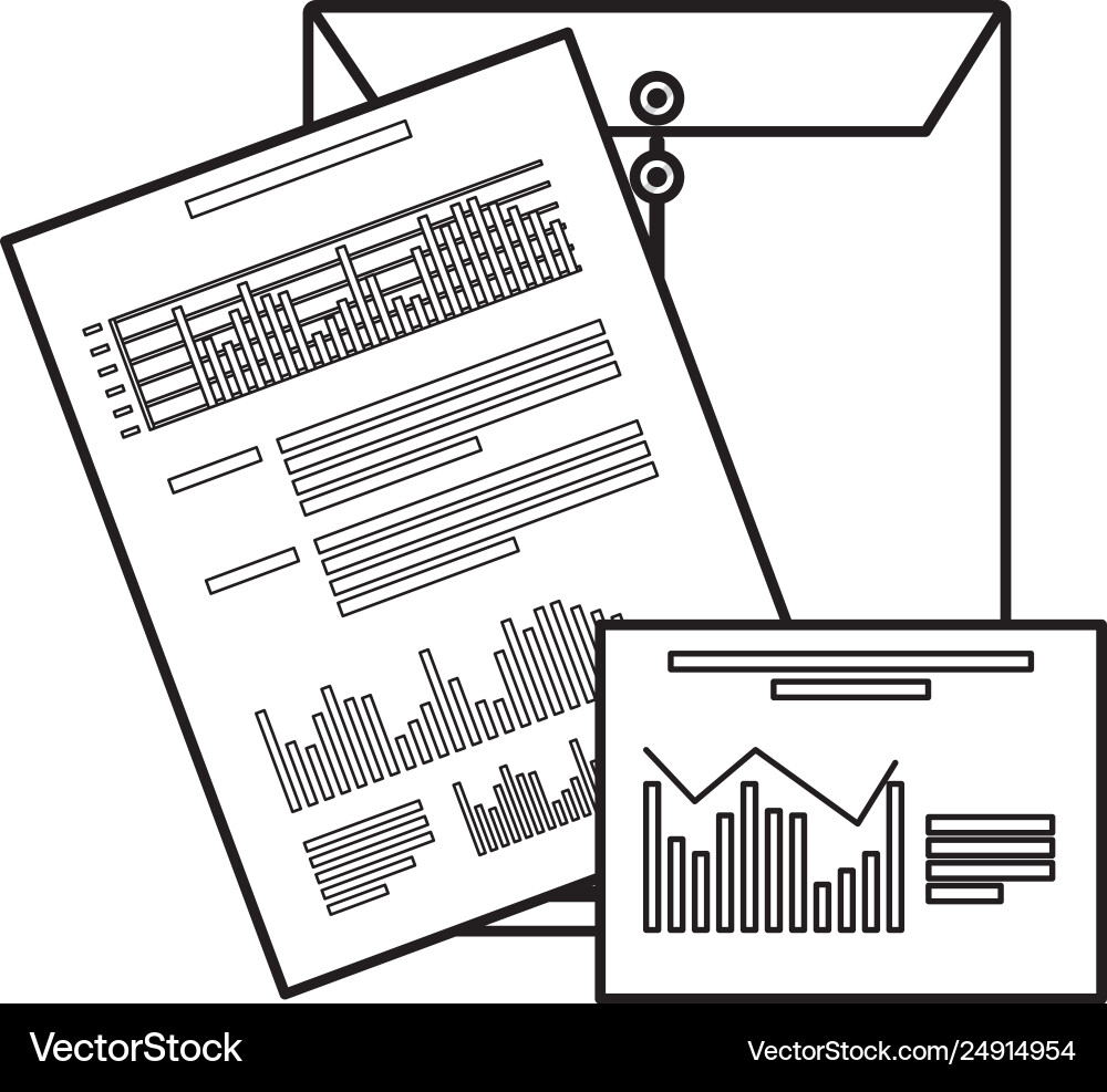Statistical Envelope Chart Types Manila envelope with statistics documents Vector Image
