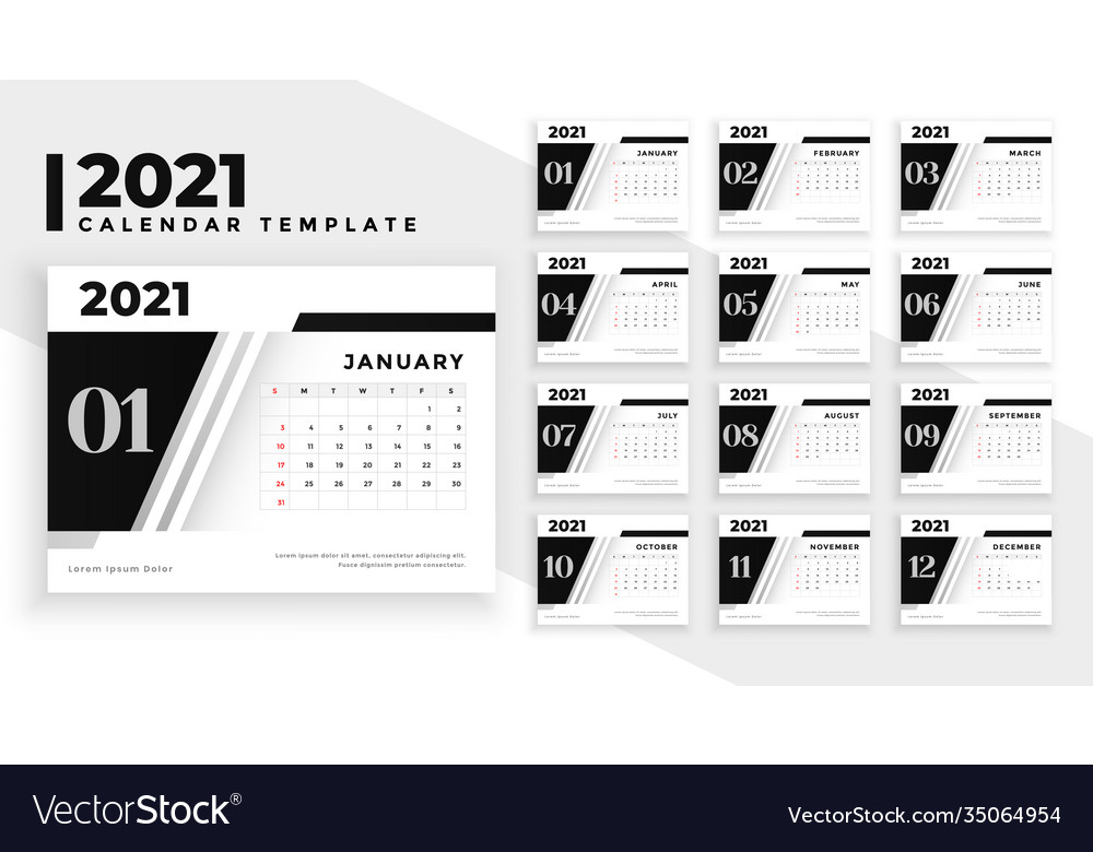 Nice 2021 calendar design template in modern style