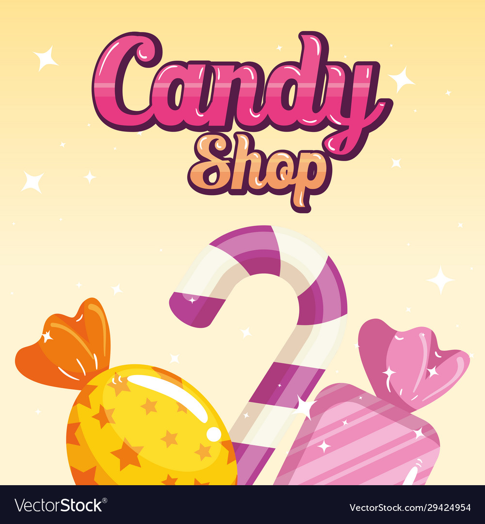 Poster candy shop with caramels