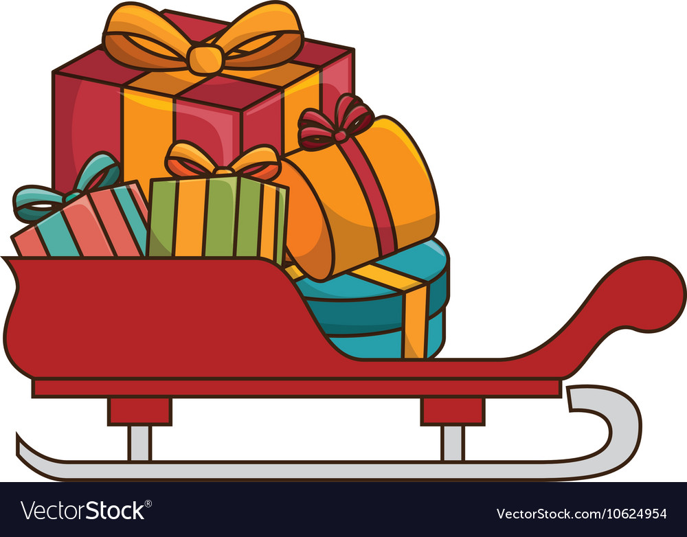 Santa claus sleight with gifts boxes Royalty Free Vector