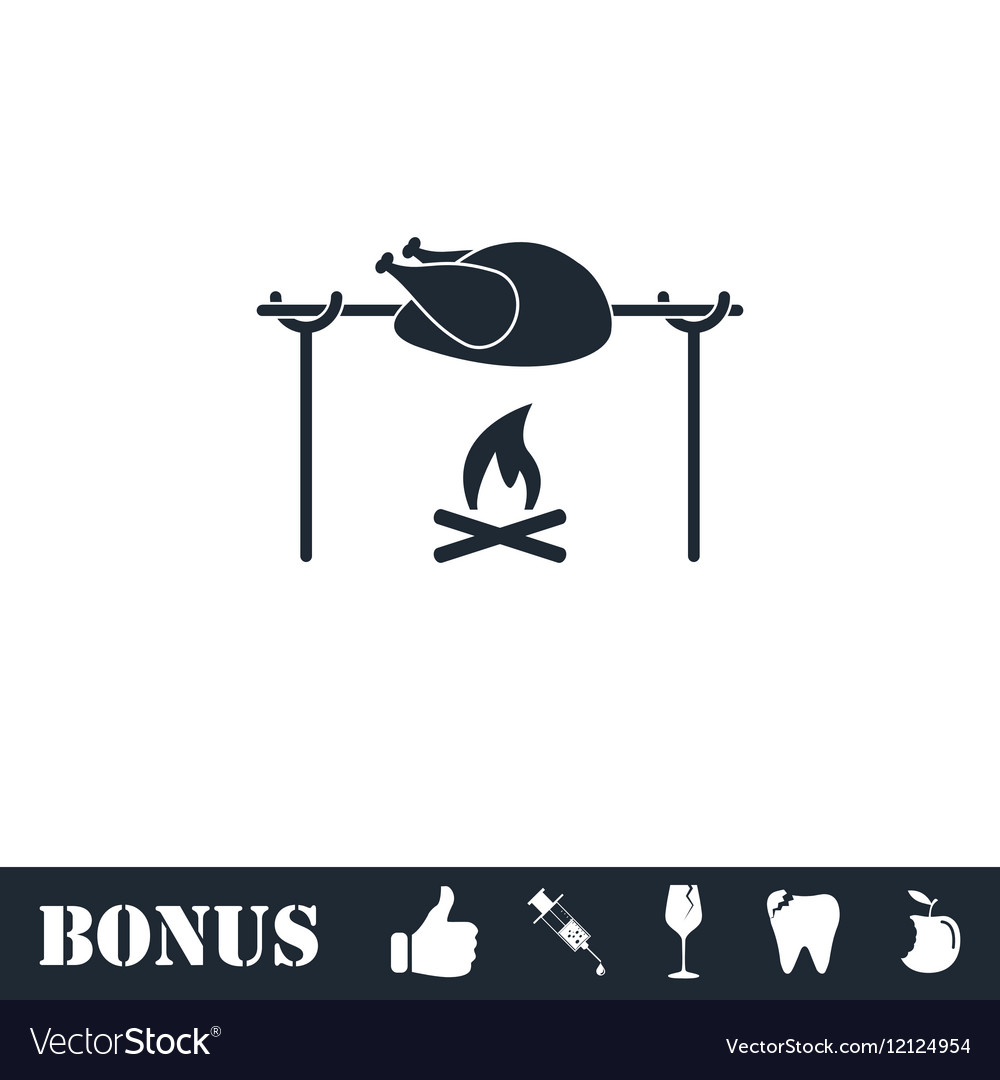 Skewer chicken icon flat