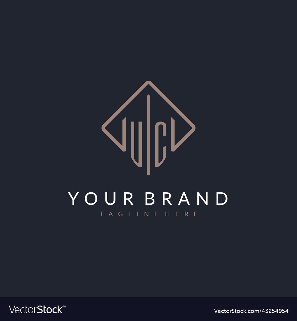 Uc initial logo with curved rectangle style design