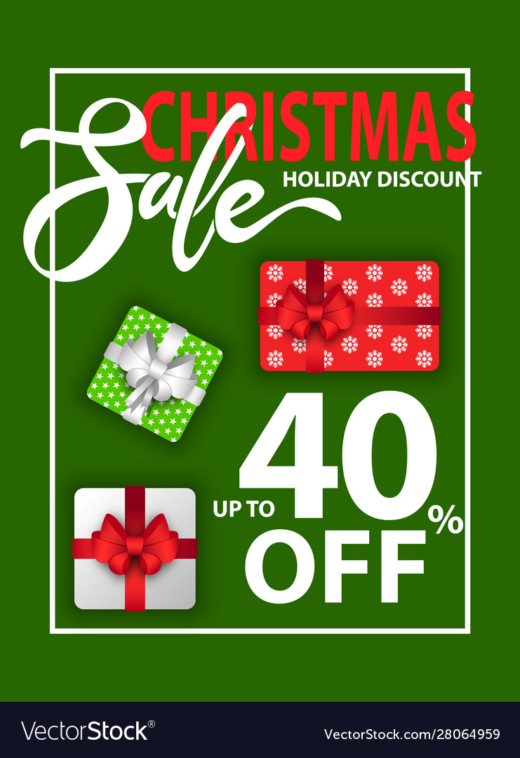 Christmas holiday sale with discounts on gifts Vector Image