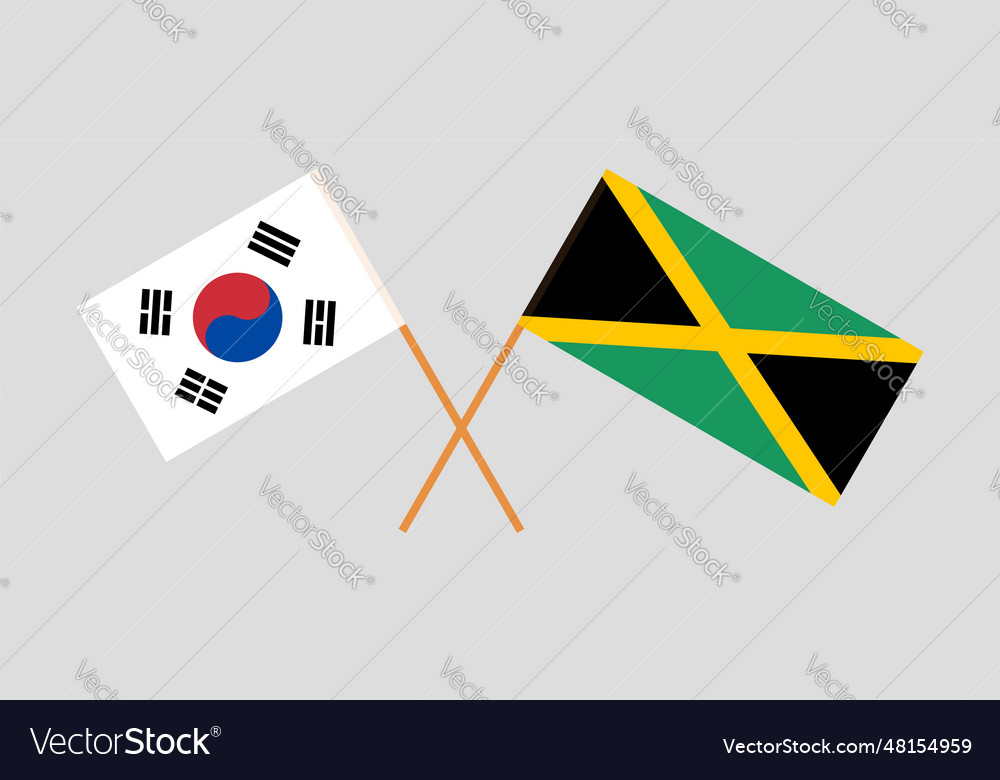 Crossed flags of south korea and jamaica official