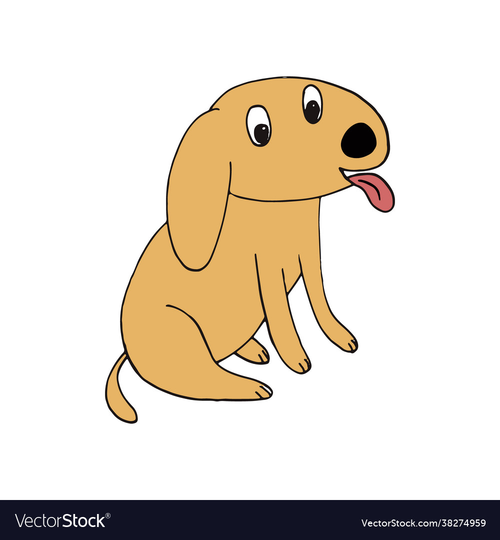 Dog Icon Hand Drawn Doodle Minimalism Cartoon Vector Image