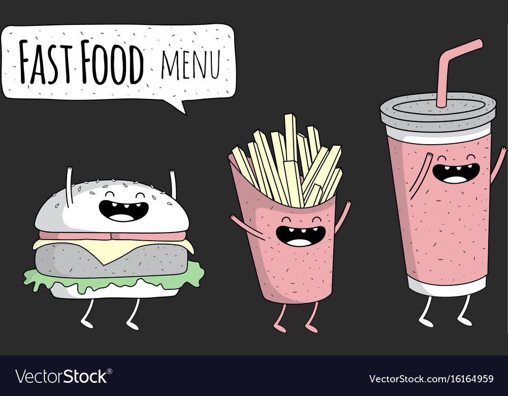 Funny fast food set Royalty Free Vector Image - VectorStock Funny fast food set Royalty Free Vector Image - VectorStock