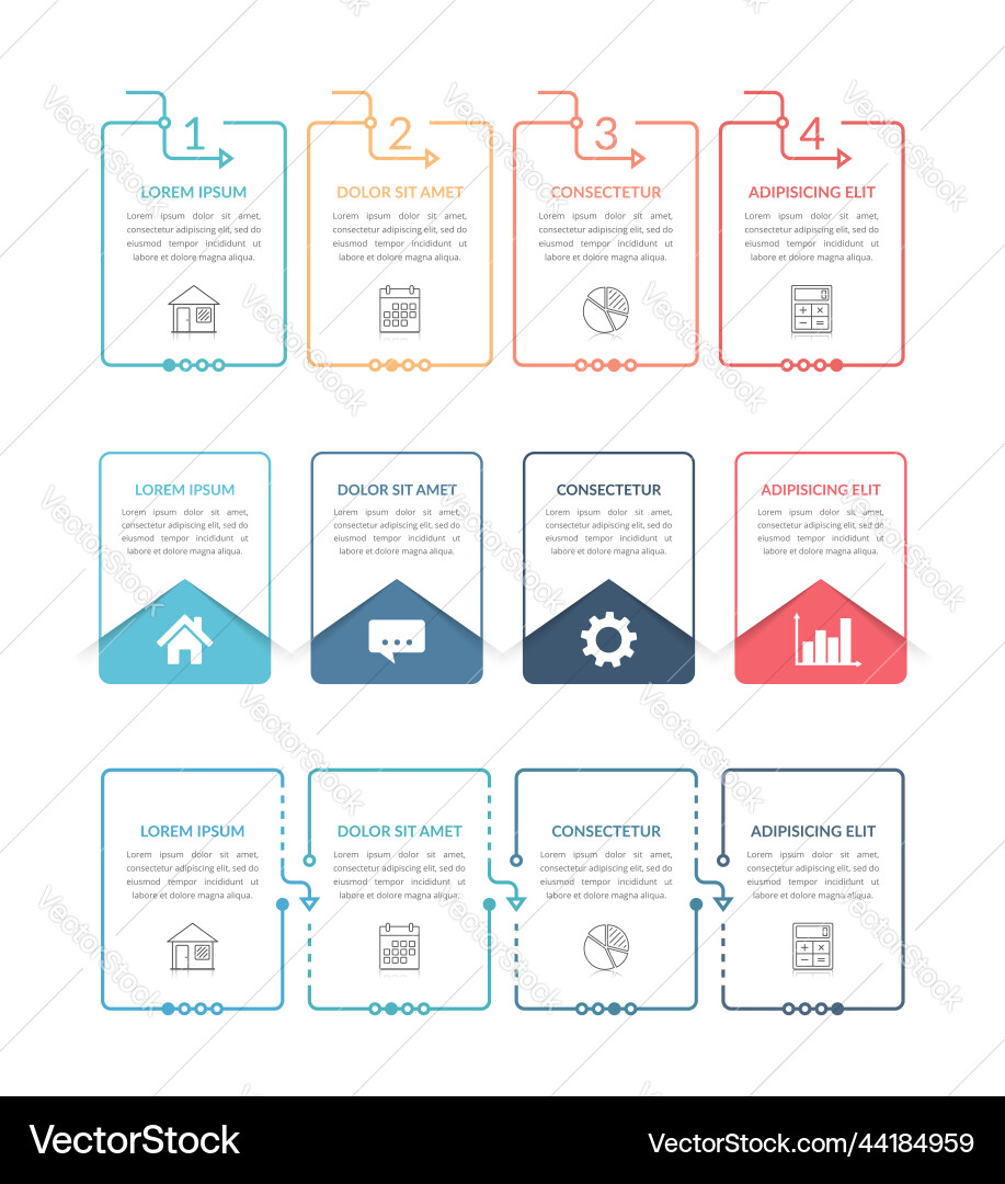 Infographic templates with four steps Royalty Free Vector