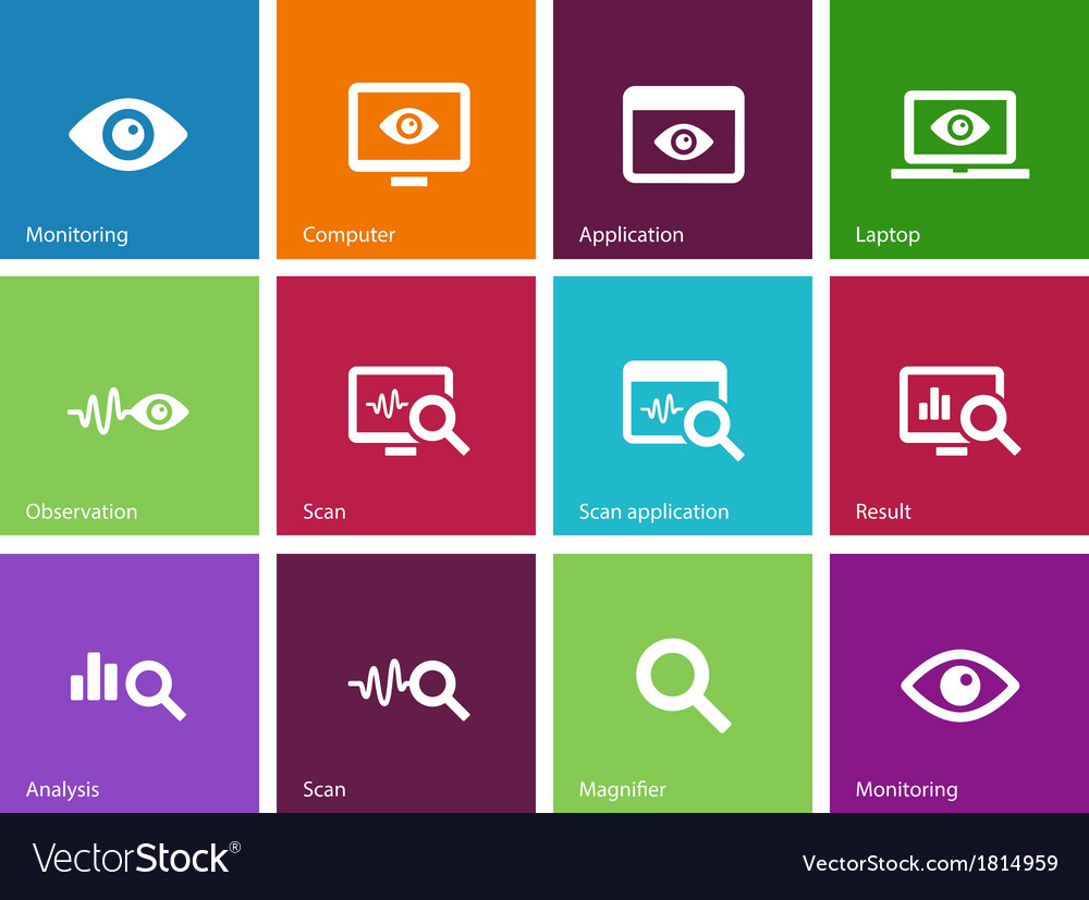 Monitoring icons on color background