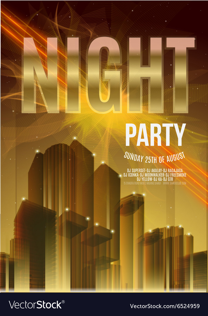 night party gold flyer template eps10 royalty free vector