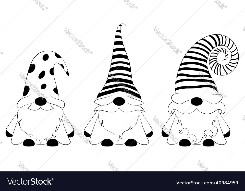 Nordic Gnome Line Art Royalty Free Vector Image