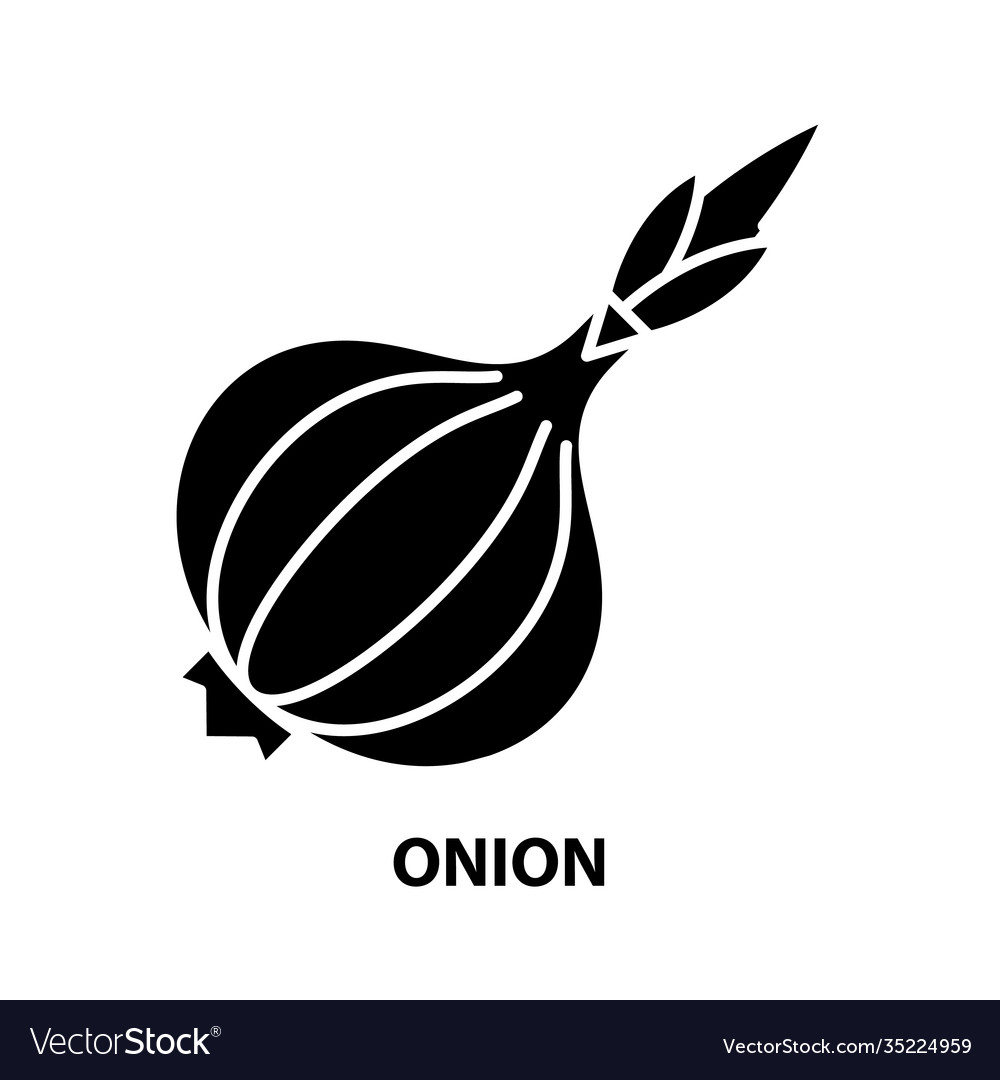 Onion symbol icon black sign with editable Vector Image