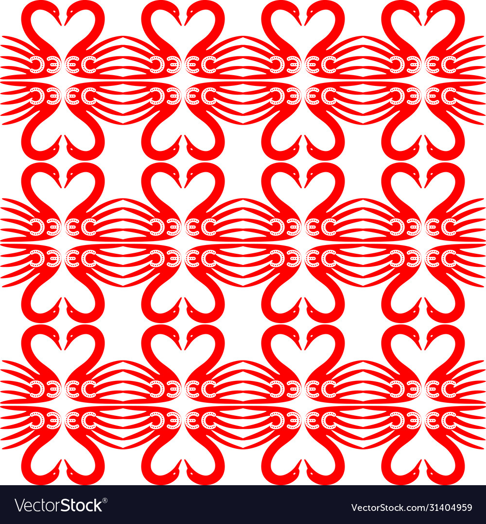 Pattern with hearts dots and swans shape set