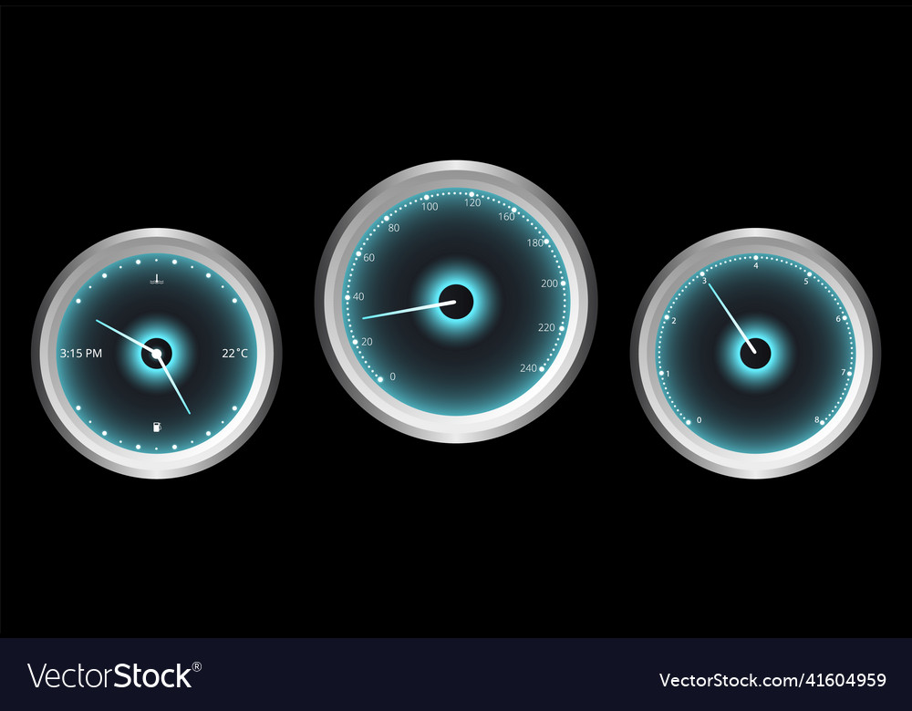 Realistic car dashboard speedometer and tachometer