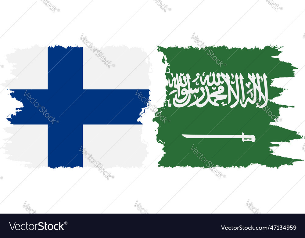 Saudi arabia and finland grunge flags connection