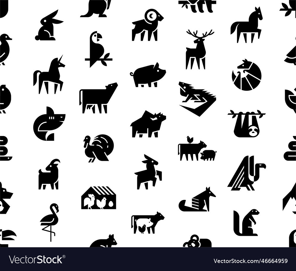 Seamless pattern with animals logos