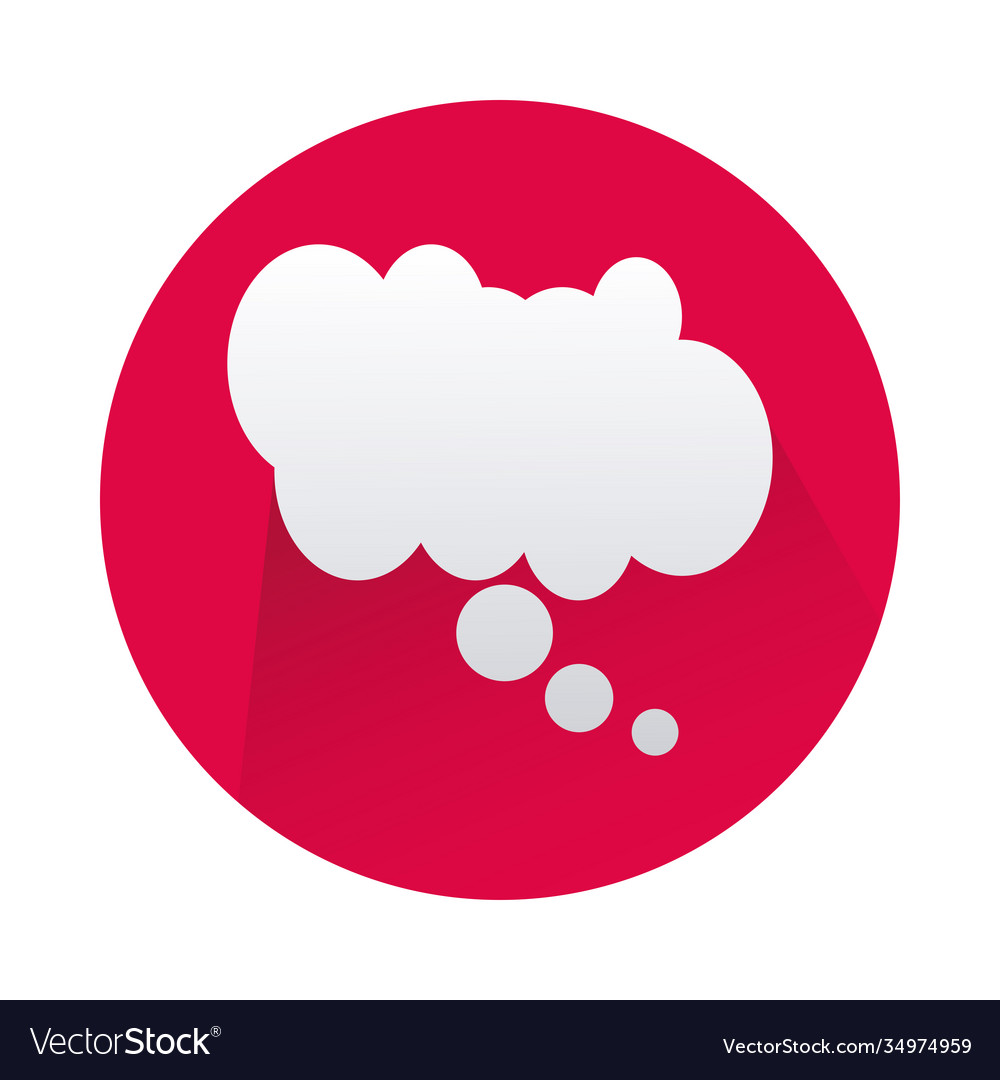 Speech bubble in circle red isolated icon