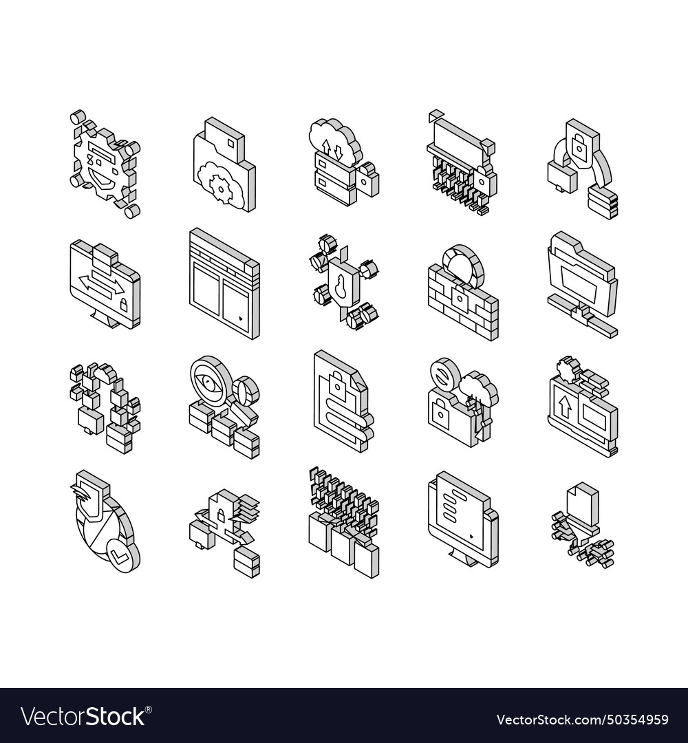 Ssh sftp Dateiübertragung Protokoll isometrische Icons vector image Ssh sftp Dateiübertragung Protokoll isometrische Icons