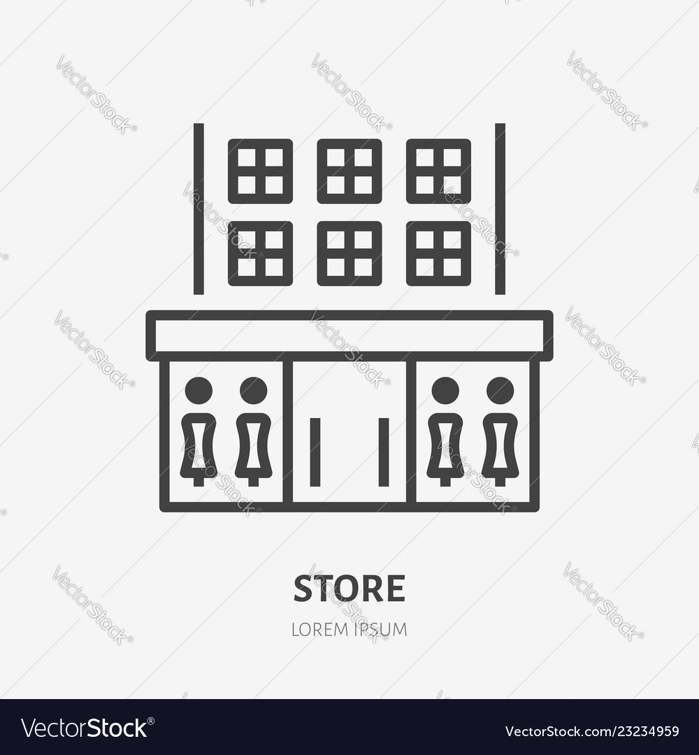 Store flat line icon thin sign of shop