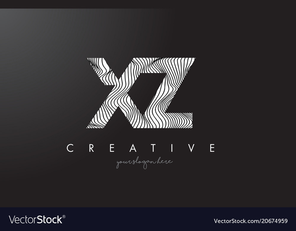 Xz x z letter logo with zebra lines texture