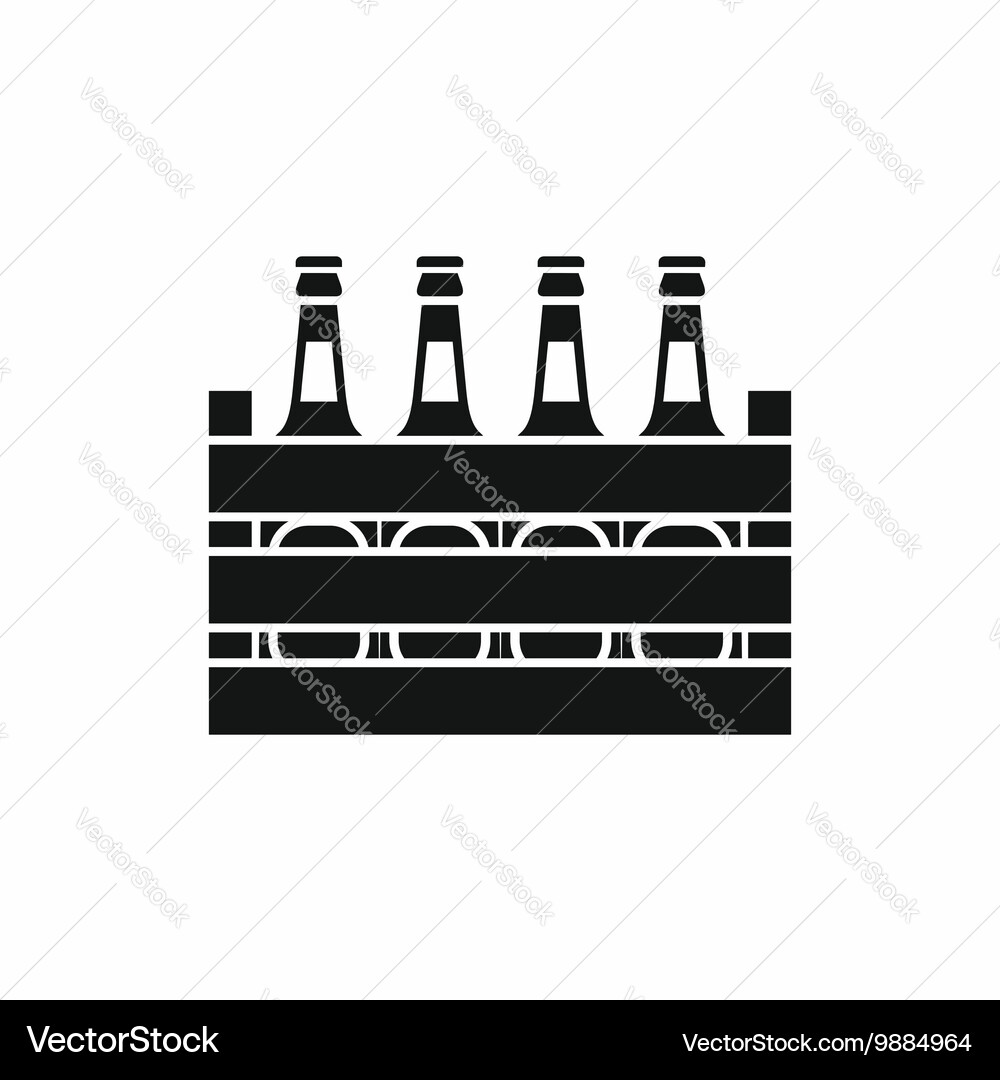 Beer wooden box icon simple style Royalty Free Vector Image