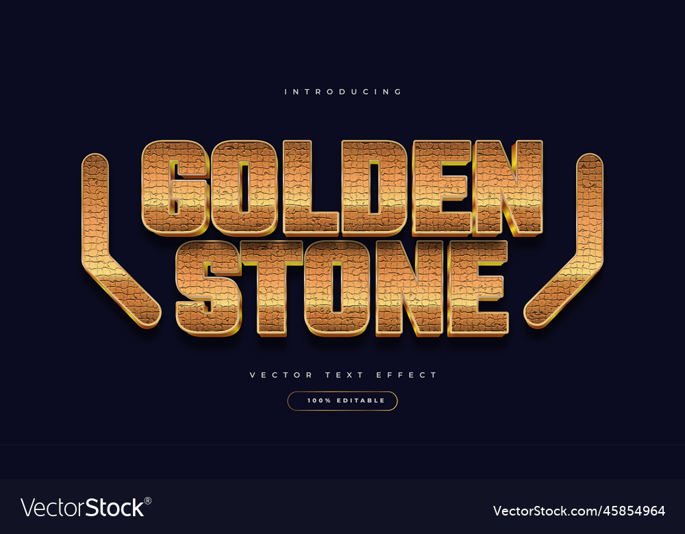 Editable golden stone text style with 3d effect vector image Editable golden stone text style with 3d effect