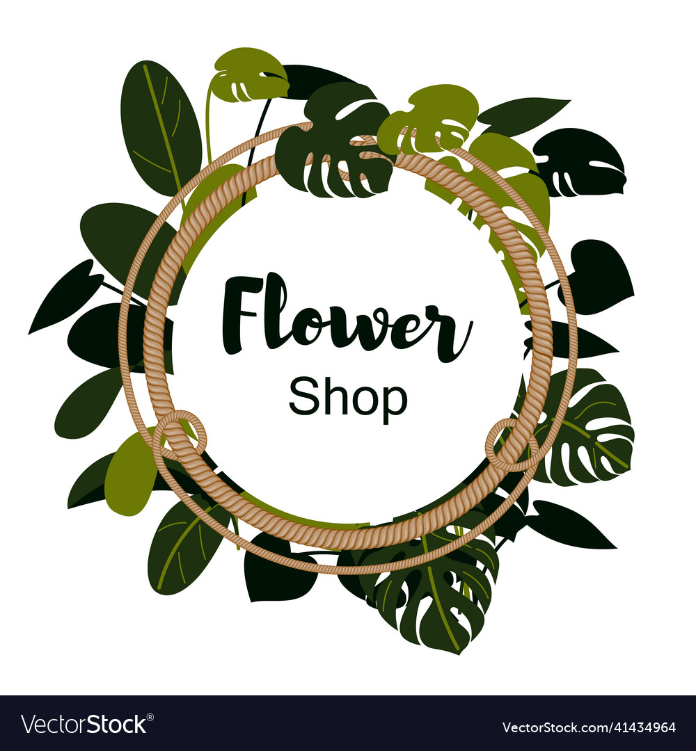 Flower shop design with rope frame floral label