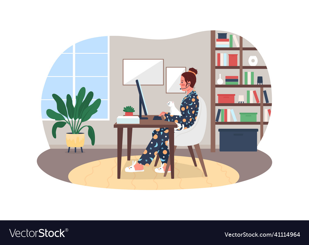 Freelancer in pajamas 2d web banner poster