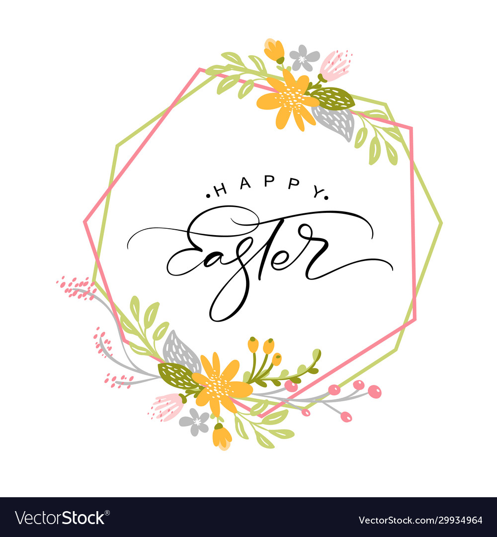 Happy easter vintage calligraphy text