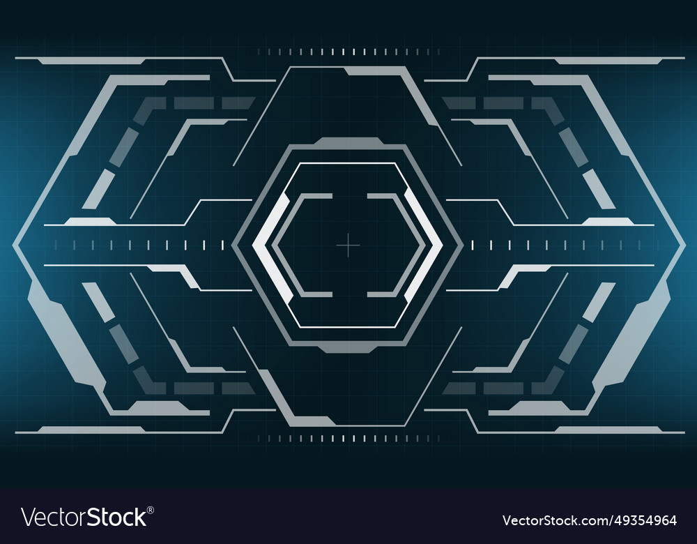Hud sci-fi interface screen view hexagon vector image Hud sci-fi interface screen view hexagon