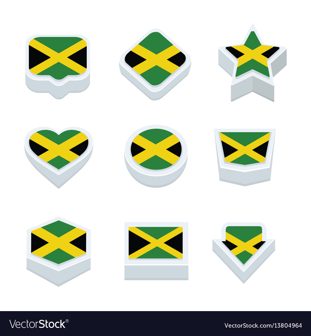 Jamaica flags icons and button set nine styles