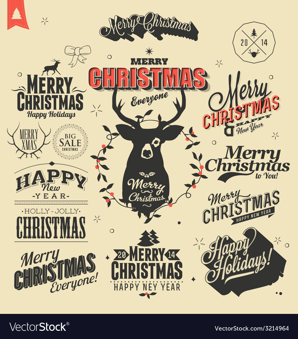 merry christmas sign and symbols decoration vector image