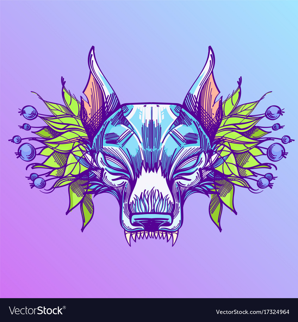 Muzzle of a wolf is an for creating sketches
