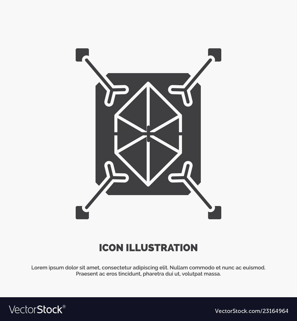 Object prototyping rapid structure 3d icon glyph vector image Object prototyping rapid structure 3d icon glyph