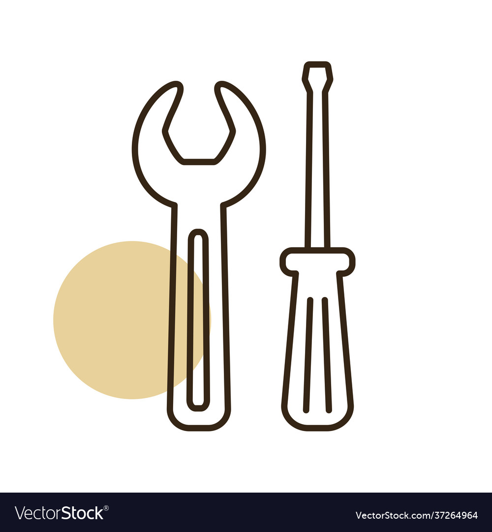 Screwdriver and wrench isolated flat icon